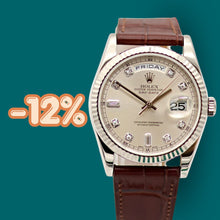 Load image into Gallery viewer, ON SALE: Rolex Day-Date ref. 118239 Silver Diamond Dial Leather Strap -Full set