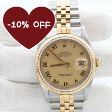 Cargar imagen en el visor de la galería, ON SALE: Rolex Datejust 36 ref. 16233 Champagne Roman dial - Full Set