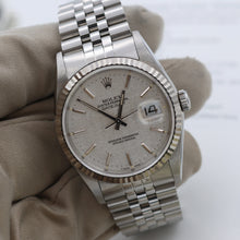 Cargar imagen en el visor de la galería, Rolex Datejust 36 ref. 16234 Silver Linen Dial - Jubilee - Full Set
