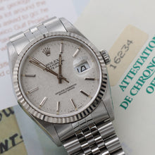 Cargar imagen en el visor de la galería, Rolex Datejust 36 ref. 16234 Silver Linen Dial - Jubilee - Full Set