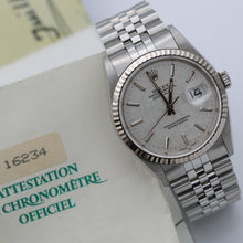 Cargar imagen en el visor de la galería, Rolex Datejust 36 ref. 16234 Silver Linen Dial - Jubilee - Full Set