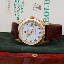 Load image into Gallery viewer, Rolex Day-Date ref. 18238 White Roman Dial - Leather Strap - Full Set