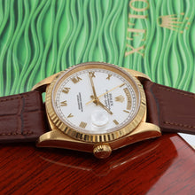 Load image into Gallery viewer, Rolex Day-Date ref. 18238 White Roman Dial - Leather Strap - Full Set