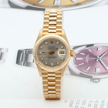 Carregar imagem no visualizador da galeria, Rolex Datejust Lady ref. 69178 Silver Diamonds Dial - President Gold Bracelet
