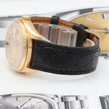 Carica l'immagine nel visualizzatore di Gallery, Rolex Day-Date ref. 18038 Champagne Diamonds Dial - Leather Strap
