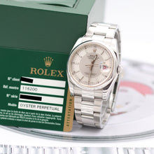 Bild in Galerie-Viewer laden, Rolex Datejust Ref. 116200 Silber / Dark Silver (Tuxedo) Zifferblatt - Austernarmband - Vollständiger Satz