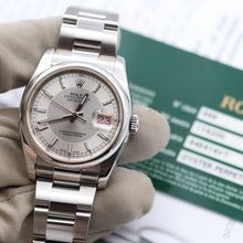 Bild in Galerie-Viewer laden, Rolex Datejust Ref. 116200 Silber / Dark Silver (Tuxedo) Zifferblatt - Austernarmband - Vollständiger Satz
