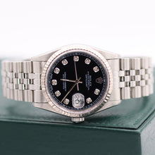 Cargar imagen en el visor de la galería, Rolex Datejust ref. 16234 Black (Circle) Diamonds Dial Jubilee Bracelet - Full Set