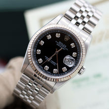 Cargar imagen en el visor de la galería, Rolex Datejust ref. 16234 Black (Circle) Diamonds Dial Jubilee Bracelet - Full Set