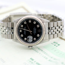 Cargar imagen en el visor de la galería, Rolex Datejust ref. 16234 Black (Circle) Diamonds Dial Jubilee Bracelet - Full Set