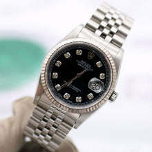 Cargar imagen en el visor de la galería, Rolex Datejust ref. 16234 Black (Circle) Diamonds Dial Jubilee Bracelet - Full Set