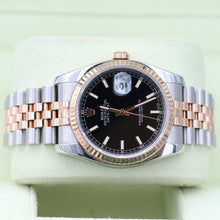 Załaduj obraz do przeglądarki galerii, Rolex Datejust 36 ref. 116231 Black Dial - Steel/Rose Gold Jubilee - Full Set
