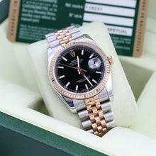 Załaduj obraz do przeglądarki galerii, Rolex Datejust 36 ref. 116231 Black Dial - Steel/Rose Gold Jubilee - Full Set