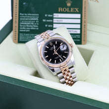 Załaduj obraz do przeglądarki galerii, Rolex Datejust 36 ref. 116231 Black Dial - Steel/Rose Gold Jubilee - Full Set