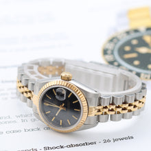 Załaduj obraz do przeglądarki galerii, Rolex Datejust Lady ref. 69173 Steel/Gold- Jubilee Bracelet - Black Dial with Golden Indexes