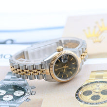Załaduj obraz do przeglądarki galerii, Rolex Datejust Lady ref. 69173 Steel/Gold- Jubilee Bracelet - Black Dial with Golden Indexes