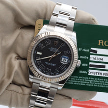 Lataa kuva Galleria-katseluun, Rolex Datejust II ref. 116334 Black Roman Dial Oyster Bracelet - Full Set