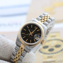Załaduj obraz do przeglądarki galerii, Rolex Datejust Lady ref. 69173 Steel/Gold- Jubilee Bracelet - Black Dial with Golden Indexes