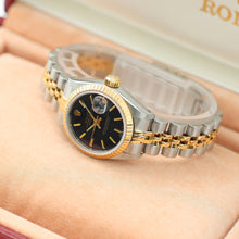 Załaduj obraz do przeglądarki galerii, Rolex Datejust Lady ref. 69173 Steel/Gold- Jubilee Bracelet - Black Dial with Golden Indexes