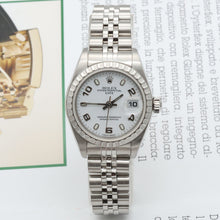 Carregar imagem no visualizador da galeria, Rolex Oyster Perpetual Lady Date ref. 79240 - White Arabic Dial - Jubilee Bracelet
