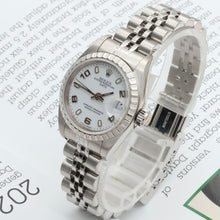 Carregar imagem no visualizador da galeria, Rolex Oyster Perpetual Lady Date ref. 79240 - White Arabic Dial - Jubilee Bracelet