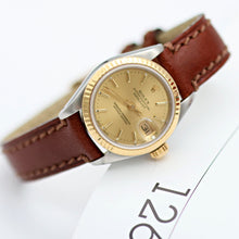 Załaduj obraz do przeglądarki galerii, Rolex Datejust Lady ref. 69173 Steel/Gold - Champagne Dial - Leather Strap