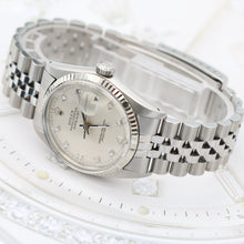 Carica l'immagine nel visualizzatore di Gallery, Rolex Datejust ref. 16014 - Silver Diamonds dial - Jubilee bracelet