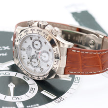 Załaduj obraz do przeglądarki galerii, Rolex Daytona ref. 116519 White Arabic Dial - White Gold 18K - Leather Strap