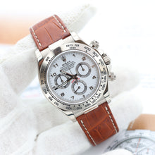 Załaduj obraz do przeglądarki galerii, Rolex Daytona ref. 116519 White Arabic Dial - White Gold 18K - Leather Strap