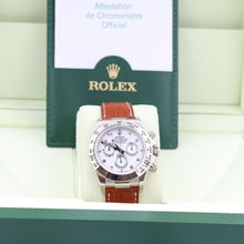 Załaduj obraz do przeglądarki galerii, Rolex Daytona ref. 116519 White Arabic Dial - White Gold 18K - Leather Strap