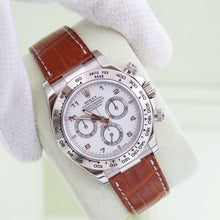 Załaduj obraz do przeglądarki galerii, Rolex Daytona ref. 116519 White Arabic Dial - White Gold 18K - Leather Strap