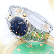 Załaduj obraz do przeglądarki galerii, ON SALE: Rolex Datejust ref. 1601 Steel/Gold Bezel - Blue Dial - Oyster bracelet