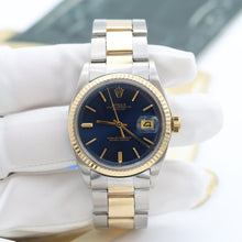 Załaduj obraz do przeglądarki galerii, ON SALE: Rolex Datejust ref. 1601 Steel/Gold Bezel - Blue Dial - Oyster bracelet