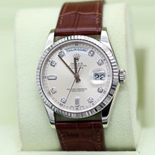 Load image into Gallery viewer, Rolex Day-Date ref. 118239 Silver Diamond Dial Leather Strap -Full set