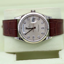 Load image into Gallery viewer, Rolex Day-Date ref. 118239 Silver Diamond Dial Leather Strap -Full set