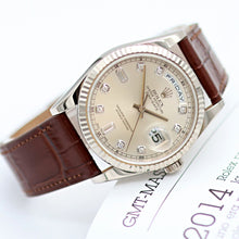 Load image into Gallery viewer, Rolex Day-Date ref. 118239 Silver Diamond Dial Leather Strap -Full set