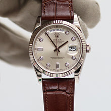 Load image into Gallery viewer, Rolex Day-Date ref. 118239 Silver Diamond Dial Leather Strap -Full set