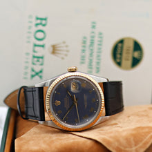 Load image into Gallery viewer, Rolex Datejust ref. 16013 Blue Roman Dial - Leather Strap - Full set