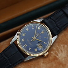 Load image into Gallery viewer, Rolex Datejust ref. 16013 Blue Roman Dial - Leather Strap - Full set