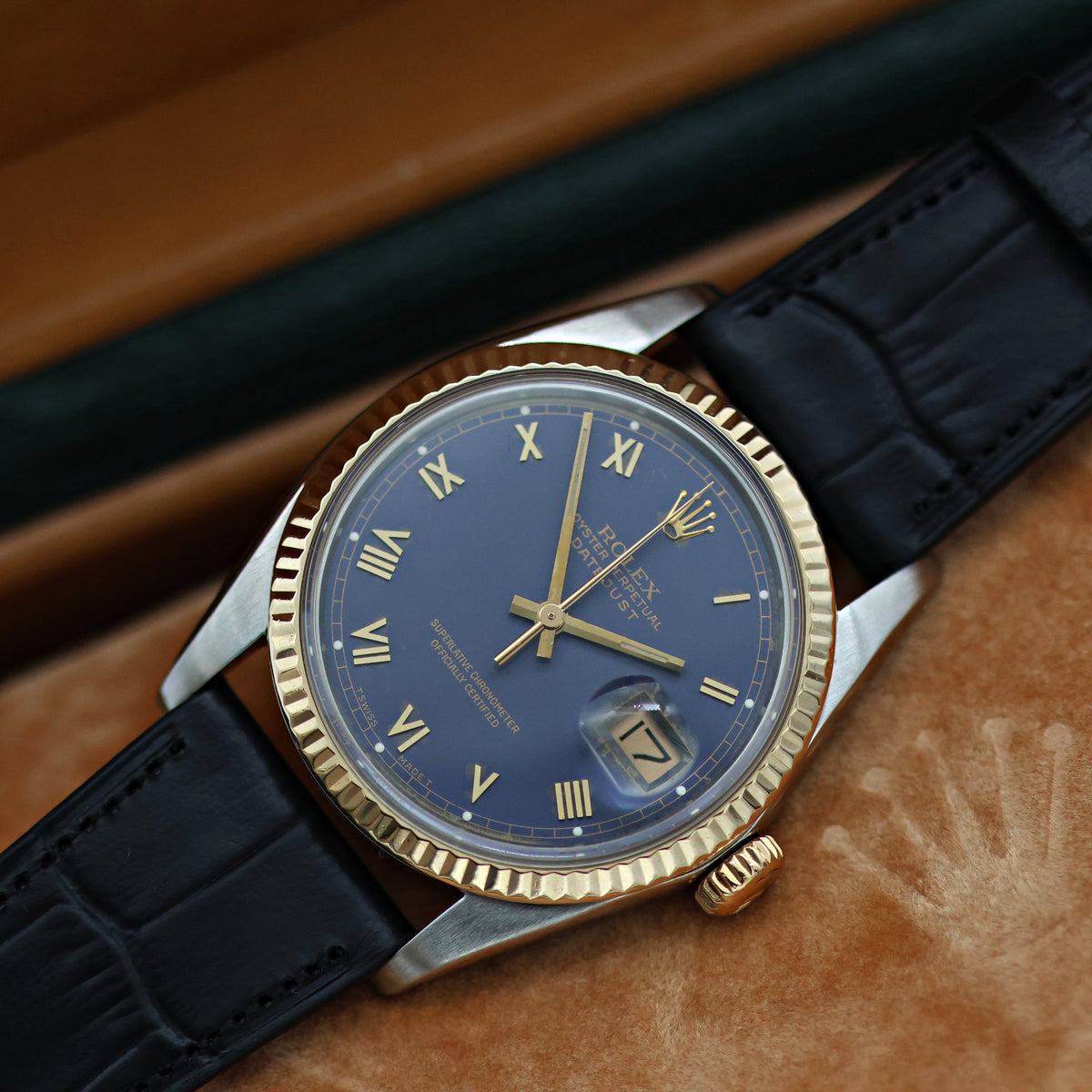 Bluesyリボン Buy Online Watch Rolex Datejust 36 ref. 16013 Blue Roman Dial