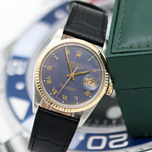 Load image into Gallery viewer, Rolex Datejust ref. 16013 Blue Roman Dial - Leather Strap - Full set