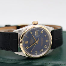 Load image into Gallery viewer, Rolex Datejust ref. 16013 Blue Roman Dial - Leather Strap - Full set