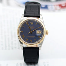 Load image into Gallery viewer, Rolex Datejust ref. 16013 Blue Roman Dial - Leather Strap - Full set