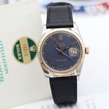 Load image into Gallery viewer, Rolex Datejust ref. 16013 Blue Roman Dial - Leather Strap - Full set