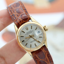 Załaduj obraz do przeglądarki galerii, Rolex Oyster Perpetual Lady Datejust ref. 6516 Silver Dial - Leather Srap