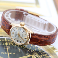 Załaduj obraz do przeglądarki galerii, Rolex Oyster Perpetual Lady Datejust ref. 6516 Silver Dial - Leather Srap