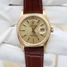 Cargar imagen en el visor de la galería, Rolex Day-Date ref. 18038 Champagne Dial - Leather strap