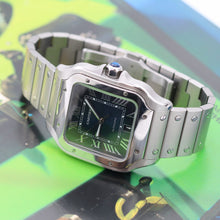 Bild in Galerie-Viewer laden, Cartier Santos blaues Zifferblatt ref. WSSA0030 – Vollständiger Satz