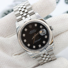 Załaduj obraz do przeglądarki galerii, Rolex Datejust ref. 116234 Black Diamonds Dial - Jubilee Bracelet - Full Set