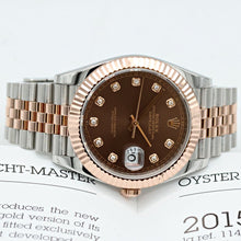 Cargar imagen en el visor de la galería, Rolex Datejust ref. 126331 Chocolate Diamonds dial Rose Gold / Steel - Oyster bracelet